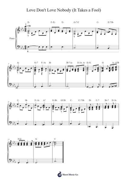 Love Don't Love Nobody (It Takes a Fool) Sheet Music by The Spinners-Arr.Famund Coothy