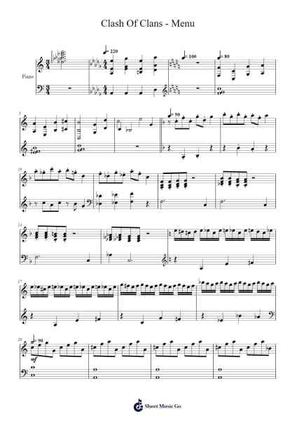 Clash Of Clans - Menu Sheet Music by undefined-Arr.Frednice Daveburns