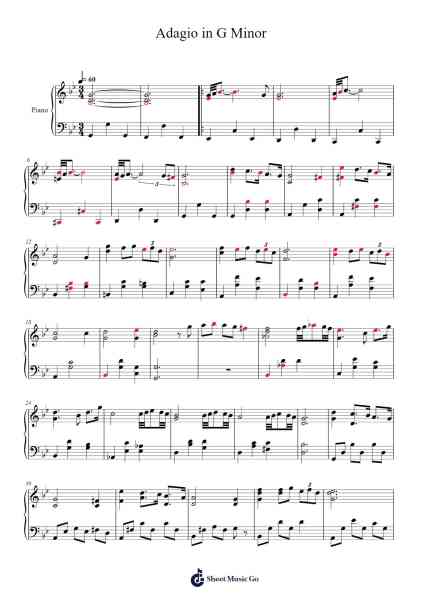 Adagio in G Minor Sheet Music by Tomaso Albinoni-Arr.Lizbill
