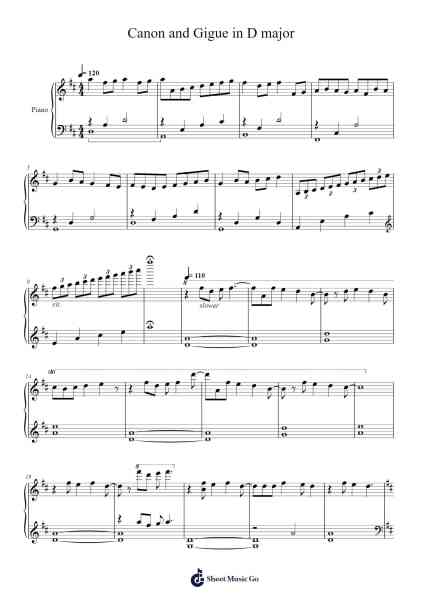 Canon and Gigue in D major, P.37 Sheet Music by Johann Pachelbel-Arr.Fitzjim