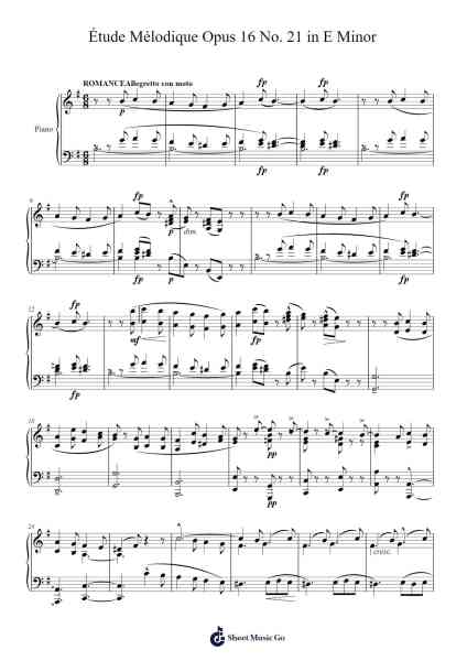 Étude Mélodique in E Minor, Op. 16, No. 21 Sheet Music by Stephen Heller-Arr.Bunharine Coftroy