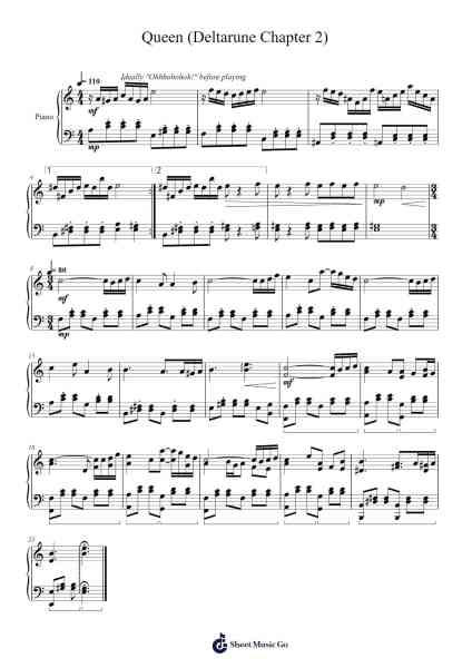 Queen (Deltarune Chapter 2) - Piano Arrangement Sheet Music by Toby Fox-Arr.Lengram Flowerliz