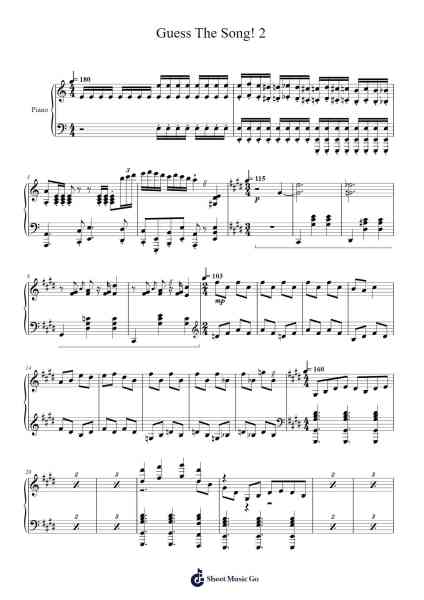 Guess The Song! 2 Sheet Music by KobeCoe-Arr.Croftslon Maugnings
