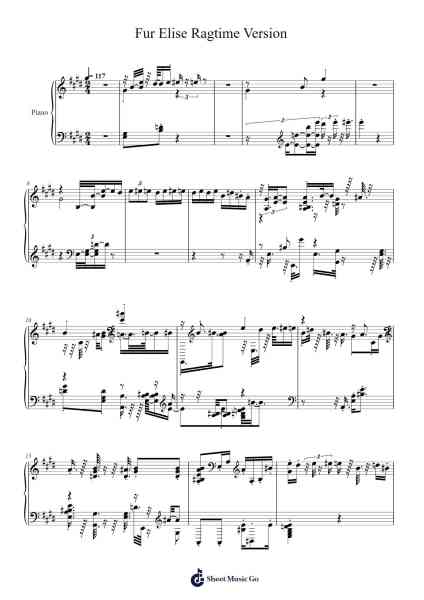 Bagatelle No. 25 in A Minor, WoO 59 "Für Elise" Sheet Music by Ludwig van Beethoven-Arr.Invy