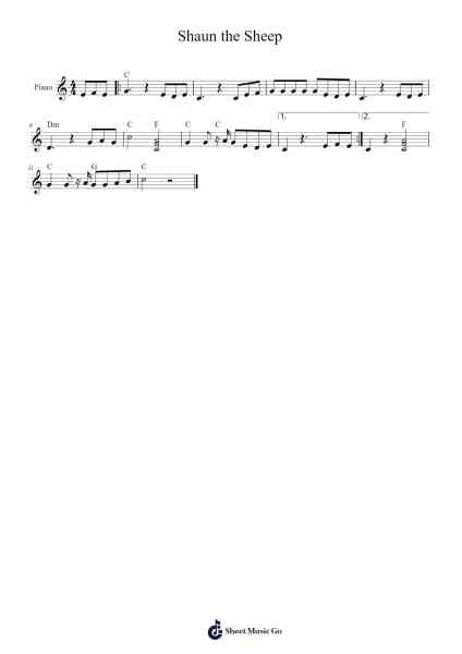 Shaun the Sheep Sheet Music by Misc Cartoons-Arr.Edlup Denlouie