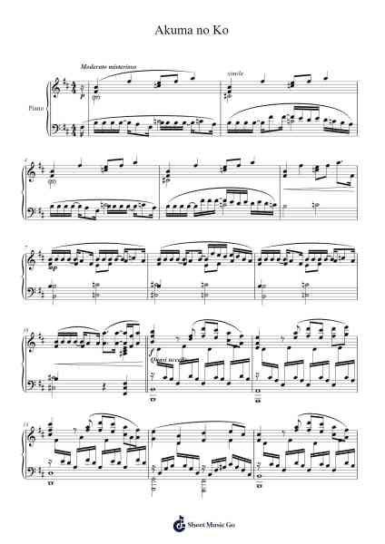 Akuma no Ko Sheet Music by Ai Higuchi-Arr.Hudfitch Terleign