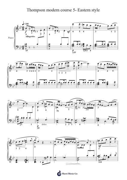 Thompson modern course 5- Eastern style Sheet Music by John Thompson-Arr.Bophen