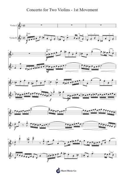Concerto for Two Violins in D Minor, BWV 1043: I. Vivace Sheet Music by Johann Sebastian Bach-Arr.Yorknor