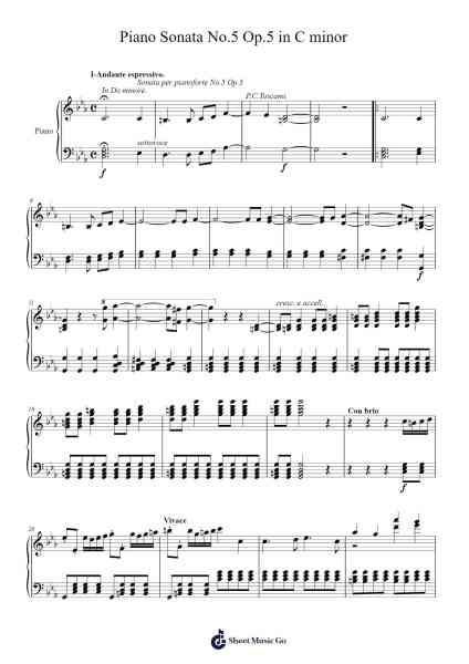 Piano Sonata No.5 Op.5 in C minor Sheet Music by -Arr.Wescan