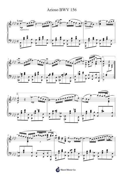Arioso from Cantata BWV 156 Sheet Music by Johann Sebastian Bach-Arr.Rusclair