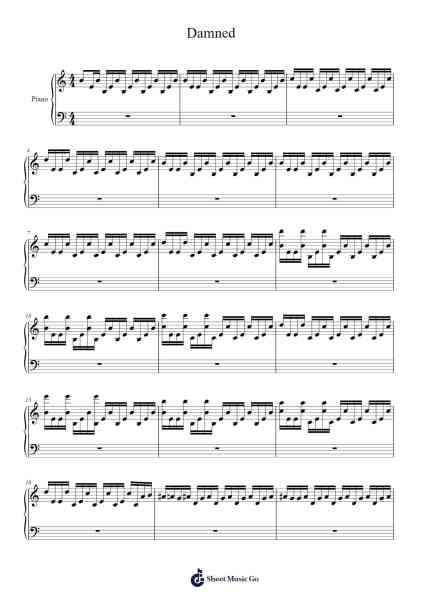 Damned Sheet Music by Kevin Sherwood-Arr.Hillstone Ogmin