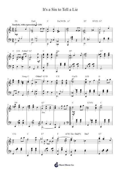 It's a Sin to Tell a Lie Sheet Music by Billy Mayhew-Arr.Brewsriah Lesrald