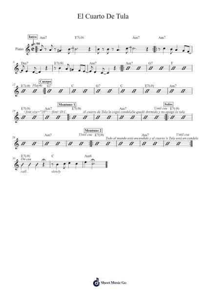 El Cuarto De Tula Sheet Music by Sergio Gonzalez Siaba-Arr.O'Conbrooke