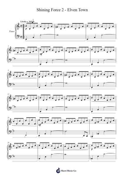 Shining Force 2 - Elven Town Sheet Music by Motoaki Takenouchi-Arr.Gwensen