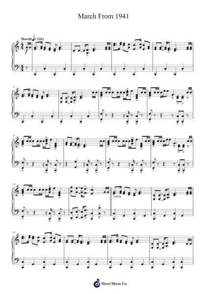 March From 1941 (Piano Solo) Sheet Music by John Williams-Arr.Mila