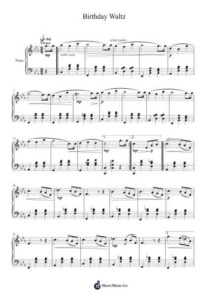 Waltz Op. 13 No. 3 "Birthday Waltz" Sheet Music by bdtate48-Arr.Woltier
