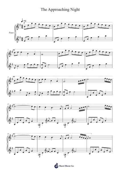 The Approaching Night Sheet Music by Philip Wesley-Arr.Oglet Kitcke