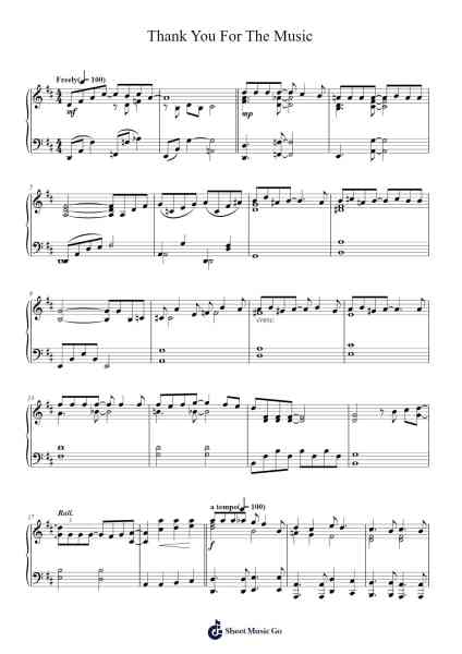 Thank You For The Music Sheet Music by ABBA-Arr.Croftslon Maugnings