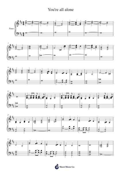 You're all alone Sheet Music by John Swihart-Arr.Dawnbian Sherqe