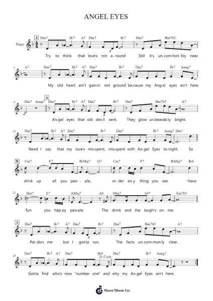 ANGEL EYES Sheet Music by Matt Dennis-Arr.Noahsweet