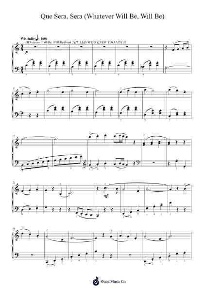 Que Sera, Sera (Whatever Will Be, Will Be) Sheet Music by Doris Day-Arr.Hornblack