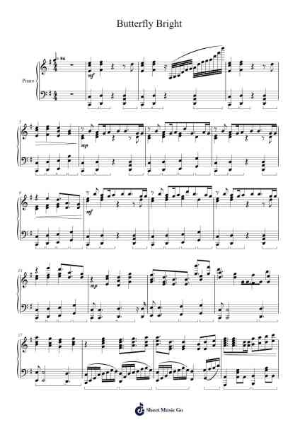 Butterfly Bright Sheet Music by Suzu☆Rena-Arr.Yerleen Virdean