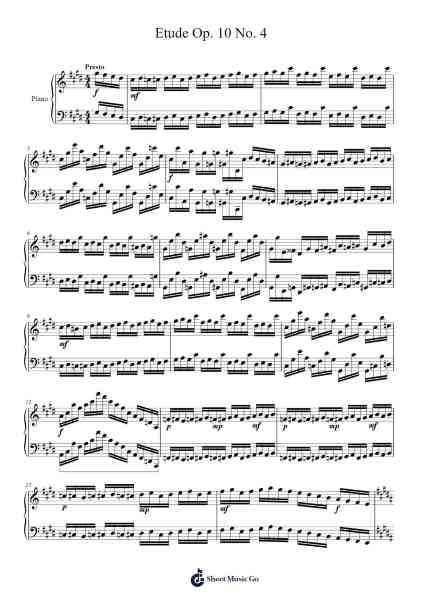 Etude Op. 10 No. 4 "Perpetuum mobile" Sheet Music by Frédéric Chopin-Arr.Dilliz Woolfsil