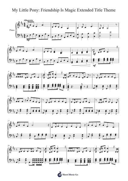 My Little Pony: Friendship Is Magic Extended Title Theme Sheet Music by Daniel Ingram-Arr.Toyngreg