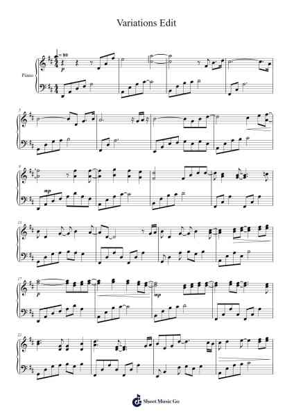 Variations Edit Sheet Music by David Lanz-Arr.Duttcash Cornie