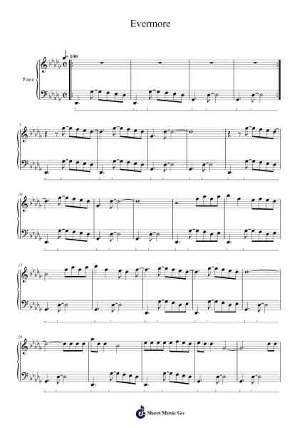 Evermore Sheet Music by Taylor Swift-Arr.Toutdys Everrone