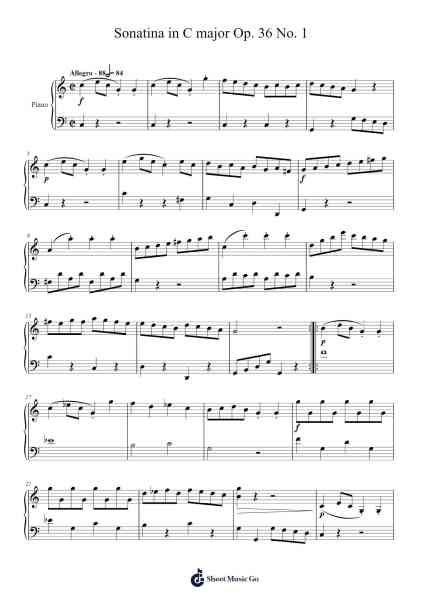 Sonatina in C Major, Op. 36 No. 1 Sheet Music by Muzio Clementi-Arr.Wheejames