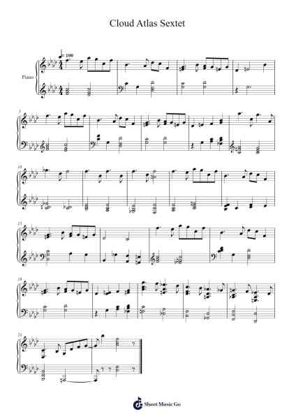 Cloud Atlas Sextet (Dream) - Short Version Sheet Music by Tom Tykwer/Johnny Klimek/Reinhold Heil-Arr.Joanbar Crichniel