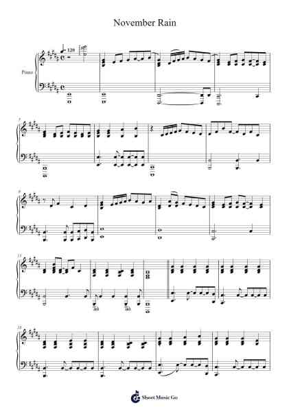 November Rain Notenblatt von Guns N' Roses-Arr.Verbald Jackpound