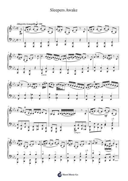 Wachet auf, ruft uns die Stimme, BWV 140 Sheet Music by Johann Sebastian Bach-Arr.Efkirk