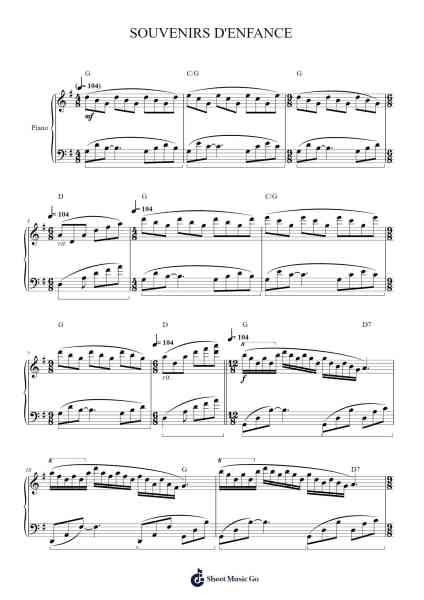SOUVENIRS D'ENFANCE Sheet Music by Paul de Senneville/Oliver Toussaint-Arr.Derion