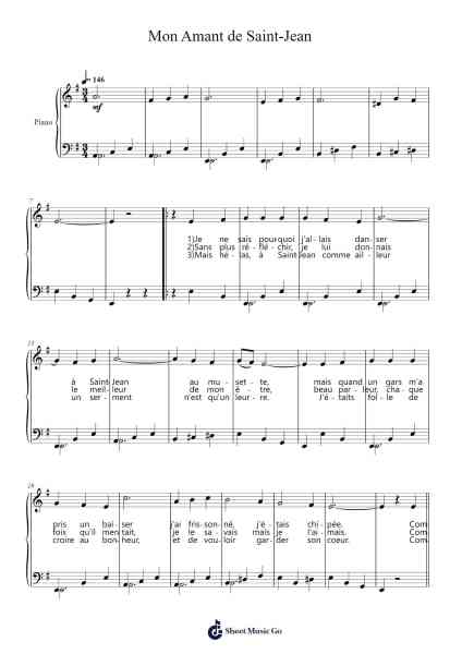 Mon Amant de Saint-Jean Sheet Music by Emile Carrara/Léon Angel-Arr.Webbjohn Zafy