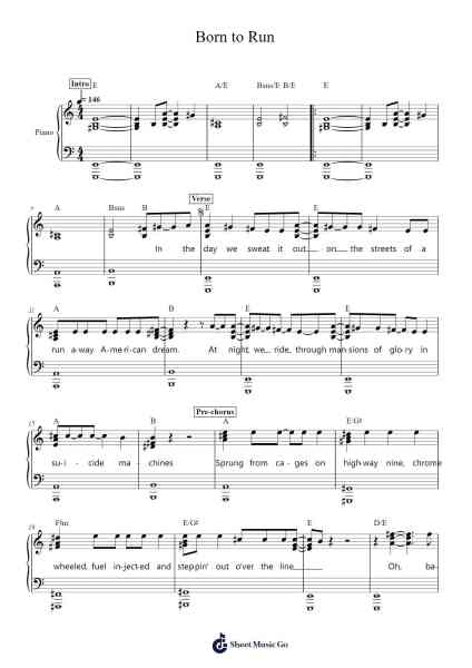 Born to Run Sheet Music by Bruce Springsteen-Arr.Babberg Neriam