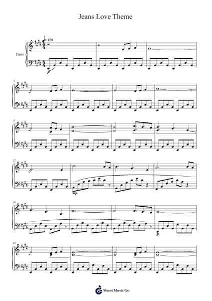 Jeans Love Theme Sheet Music by A.R. Rahman-Arr.Beroll