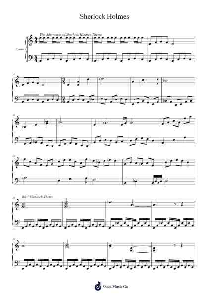 Sherlock Holmes Sheet Music by undefined-Arr.Toutpeg