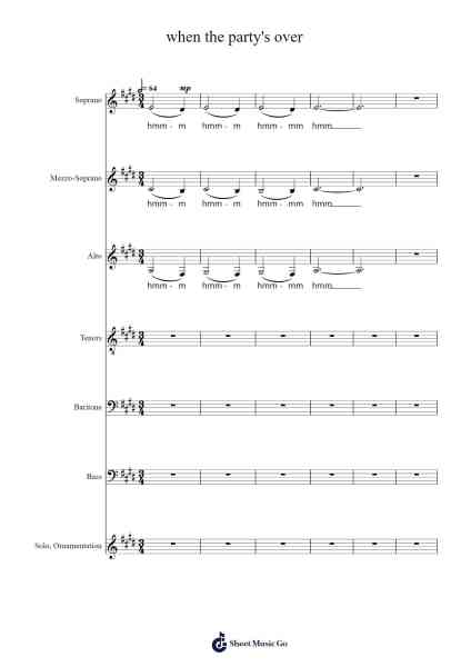 when the party's over Sheet Music by Billie Eilish-Arr.Ellyle Hunrhys
