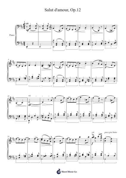Salut d'Amour, Op. 12 Sheet Music by Edward Elgar-Arr.Jillmo Grantbott