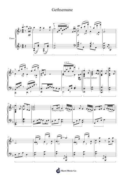 Gethsemane Sheet Music by iwishedforit-Arr.Backpert Poexon