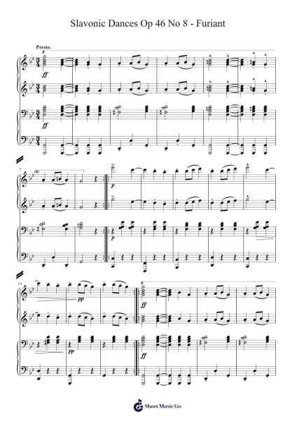 Slavonic Dances Op. 46, No. 8 - Furiant Sheet Music by Antonín Dvořák-Arr.Vindiah Jeanvis