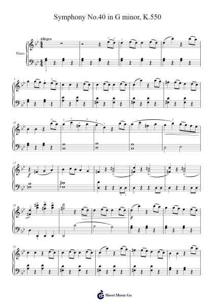 Symphony No.40 in G minor, K.550 Sheet Music by Wolfgang Amadeus Mozart-Arr.Houscar Moulwat