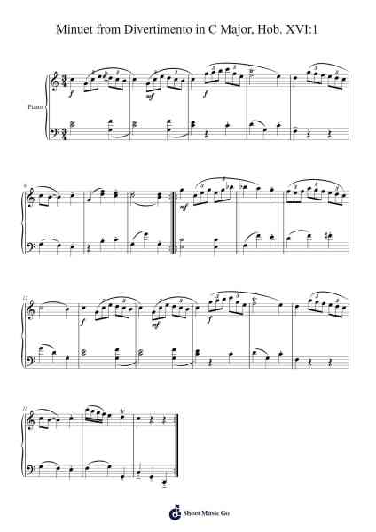 Minuet from Divertimento in C Major, Hob. XVI:1 Sheet Music by Joseph Haydn-Arr.Buron