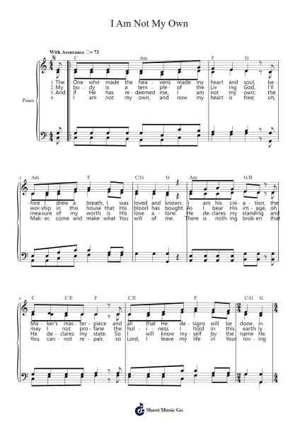 I Am Not My Own Sheet Music by Skye Peterson/Ben Shive/Bryan Fowler/Thomas Anderson-Arr.Lizly Hojo