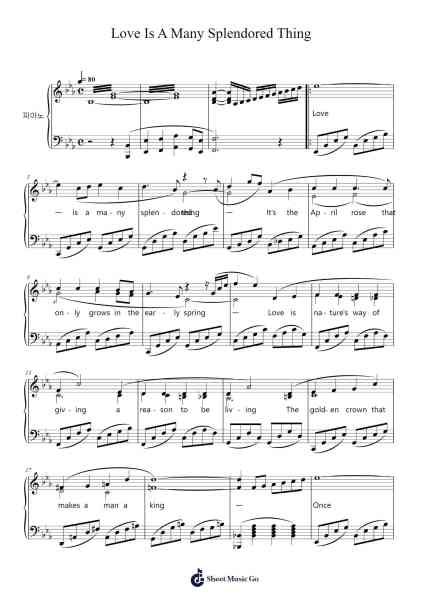 Love Is A Many Splendored Thing Ноты для фортепиано от Sammy Fain-Arr.Beroll