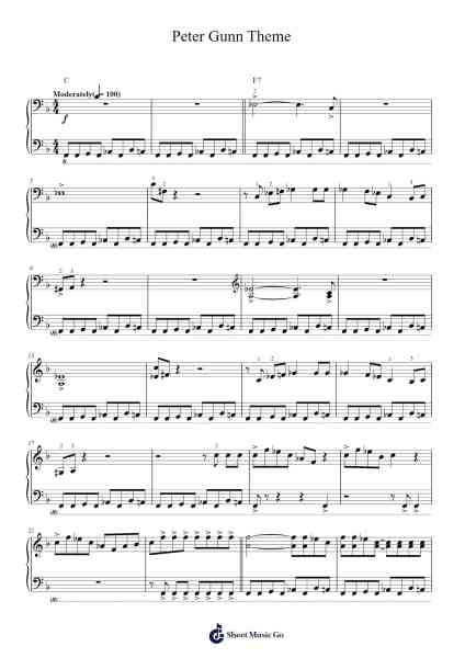 Peter Gunn Theme Sheet Music by Henry Mancini-Arr.Boothmore Petwald