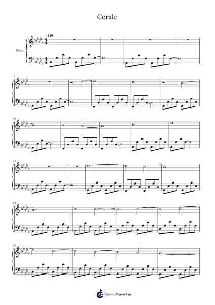 Corale Sheet Music by Ludovico Einaudi-Arr.Dawnvia