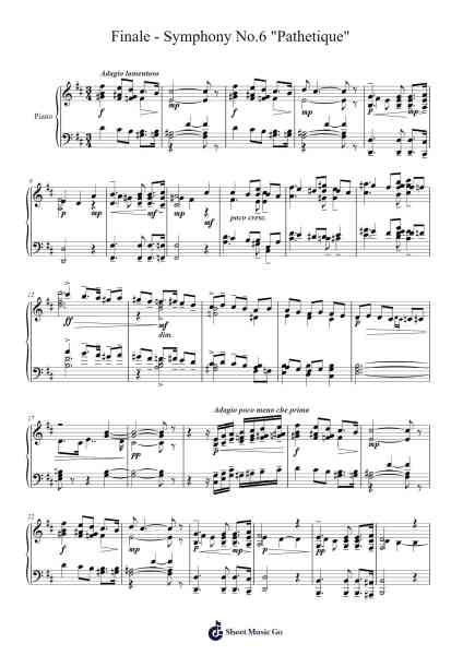 Symphony No. 6 in B Minor, Op. 74 "Pathetique": IV. Finale Sheet Music by Pyotr Ilyich Tchaikovsky-Arr.Oryet Zosoll